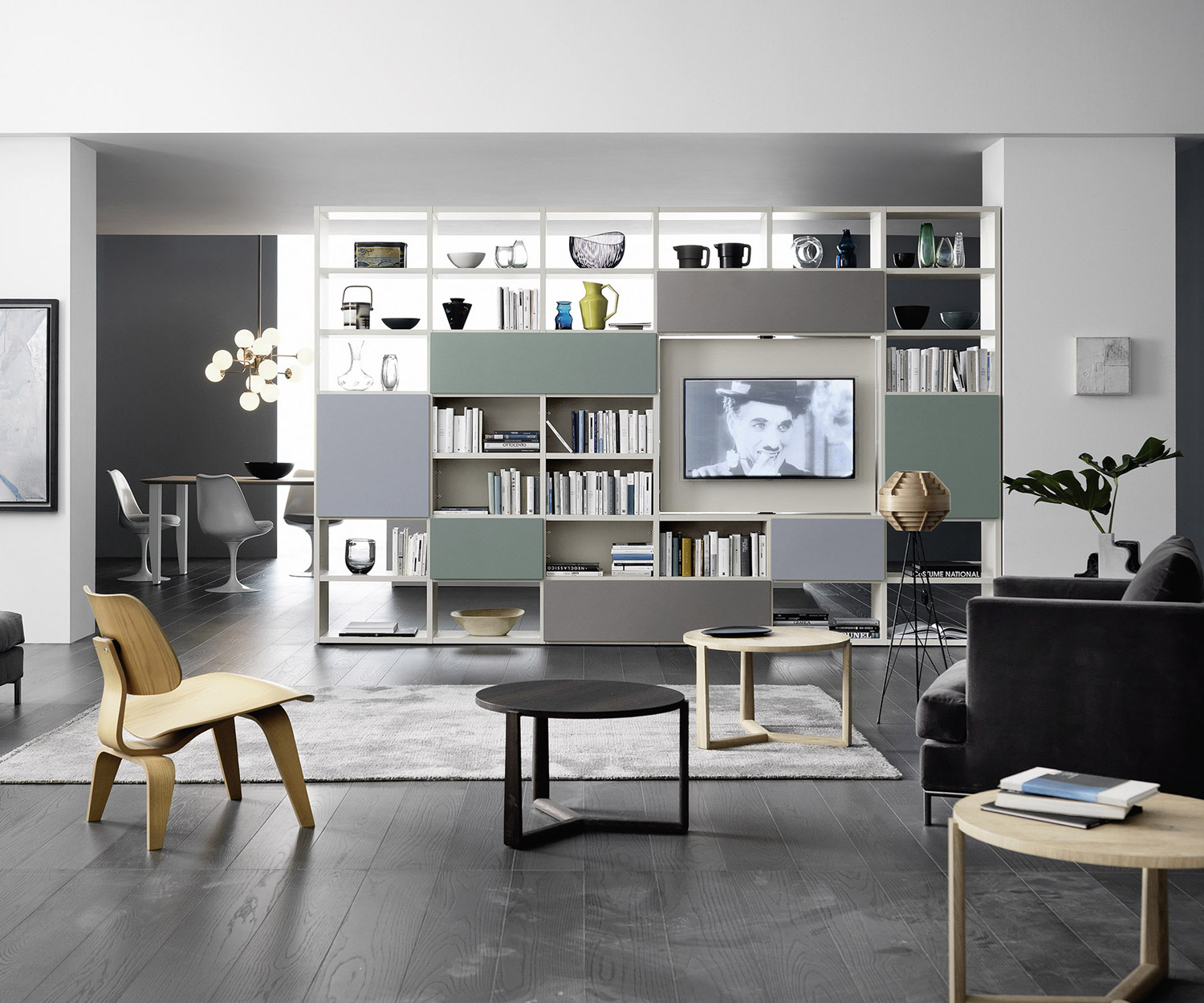 Esclusivo Livitalia Scaffale libreria con pannello TV girevole C90 Esclusivo Livitalia Scaffale libreria con pannello TV girevole C90