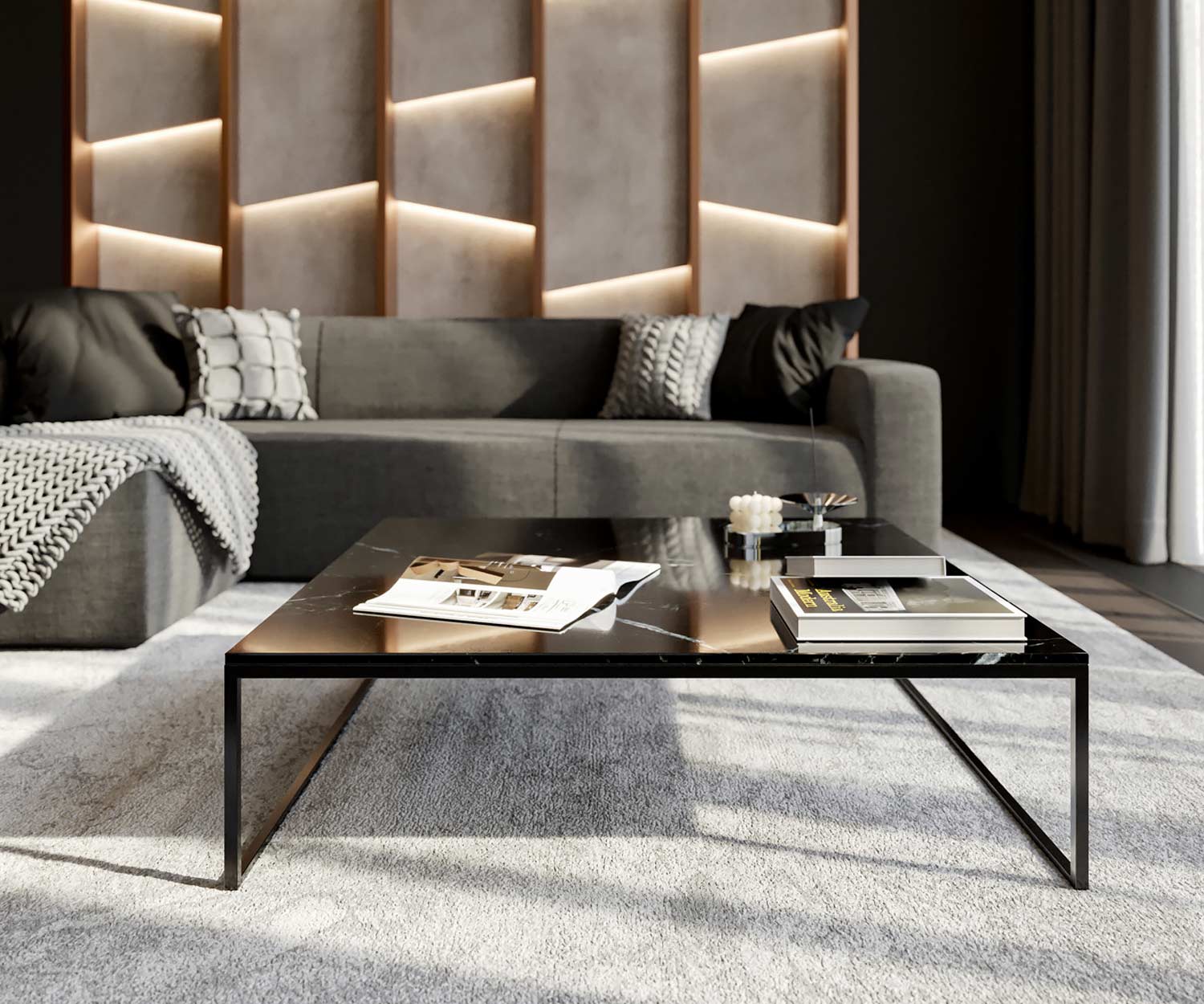 Tavolino moderno in marmo nero Tavolino moderno in marmo nero