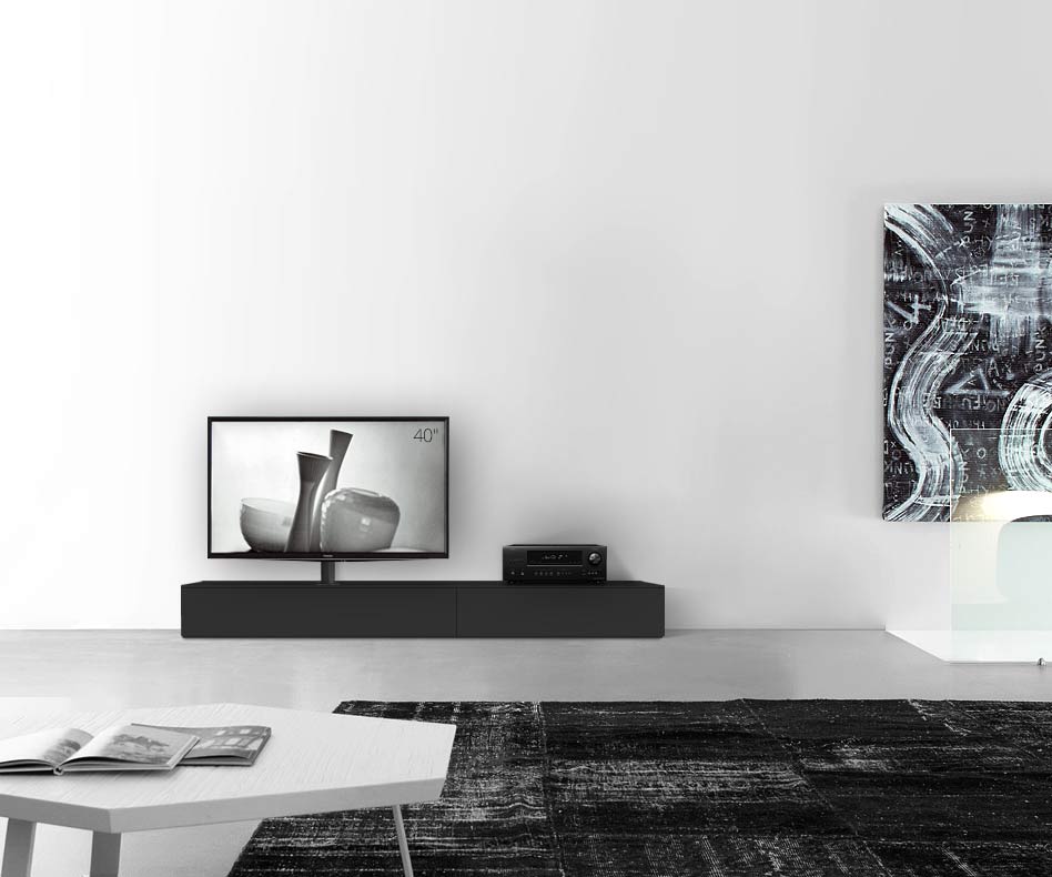Configuratore di lavagna design con supporto TV larghezza 210 25,5 45 sinistra nero opaco Configuratore di lavagna design con supporto TV larghezza 210 25,5 45 sinistra nero opaco