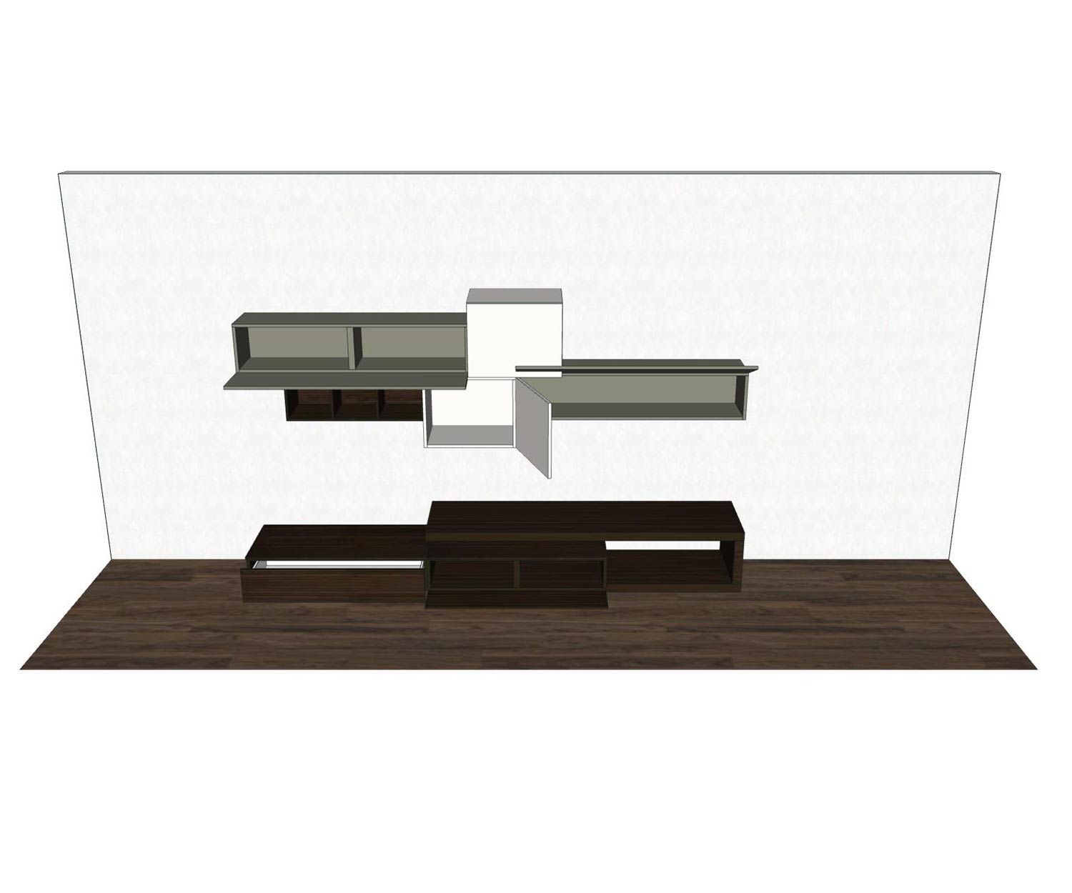 Esclusiva Livitalia Parete attrezzata di design C31 con pannello TV e pensili flottanti