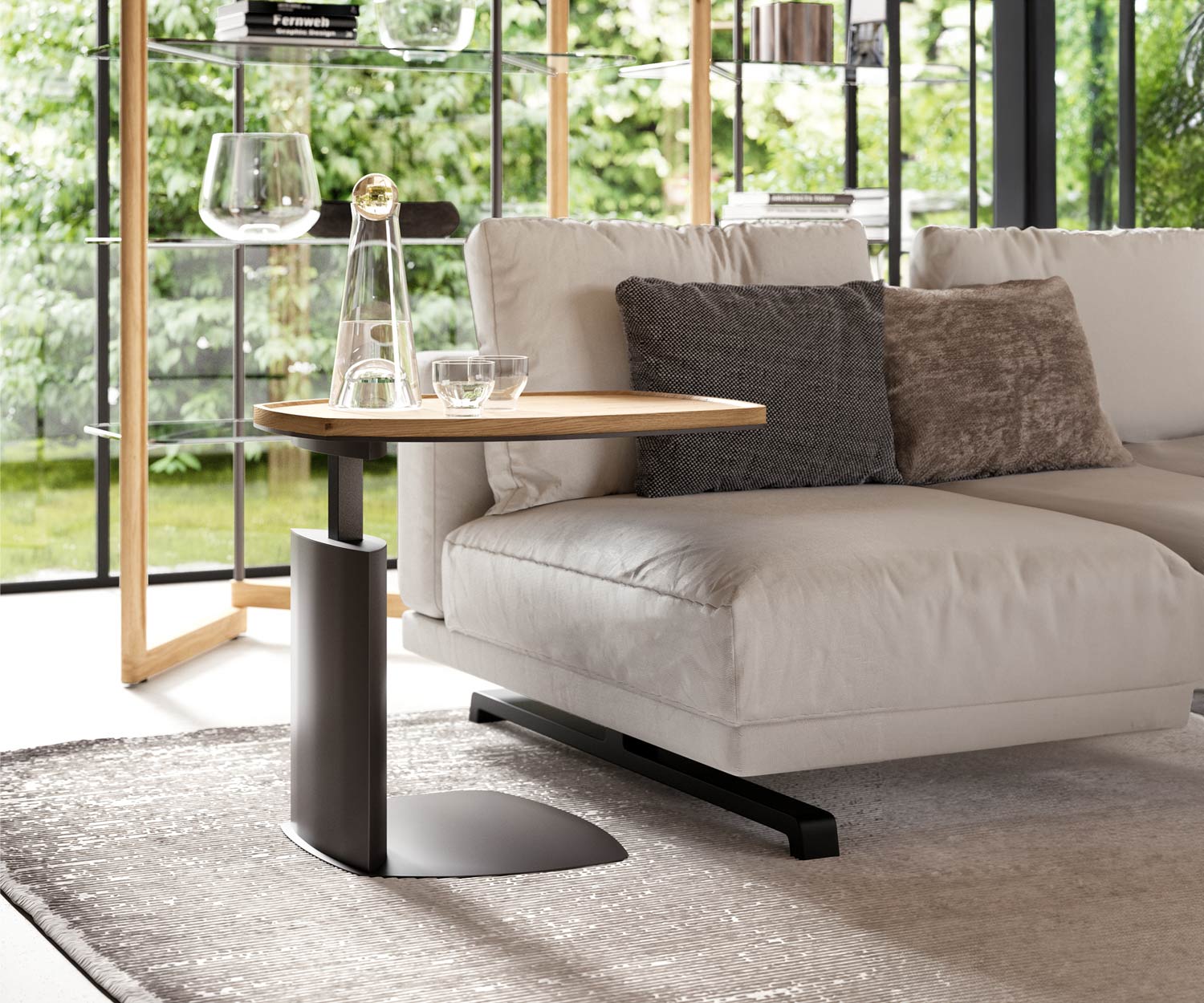 Comodino di design Tavolino in metallo regolabile in altezza Comodino di design Tavolino in metallo regolabile in altezza