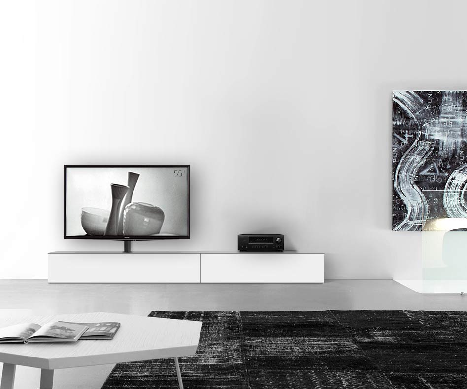 Configuratore di lavagna design con supporto TV larghezza 270 33,5 45 sinistra bianco opaco Configuratore di lavagna design con supporto TV larghezza 270 33,5 45 sinistra bianco opaco