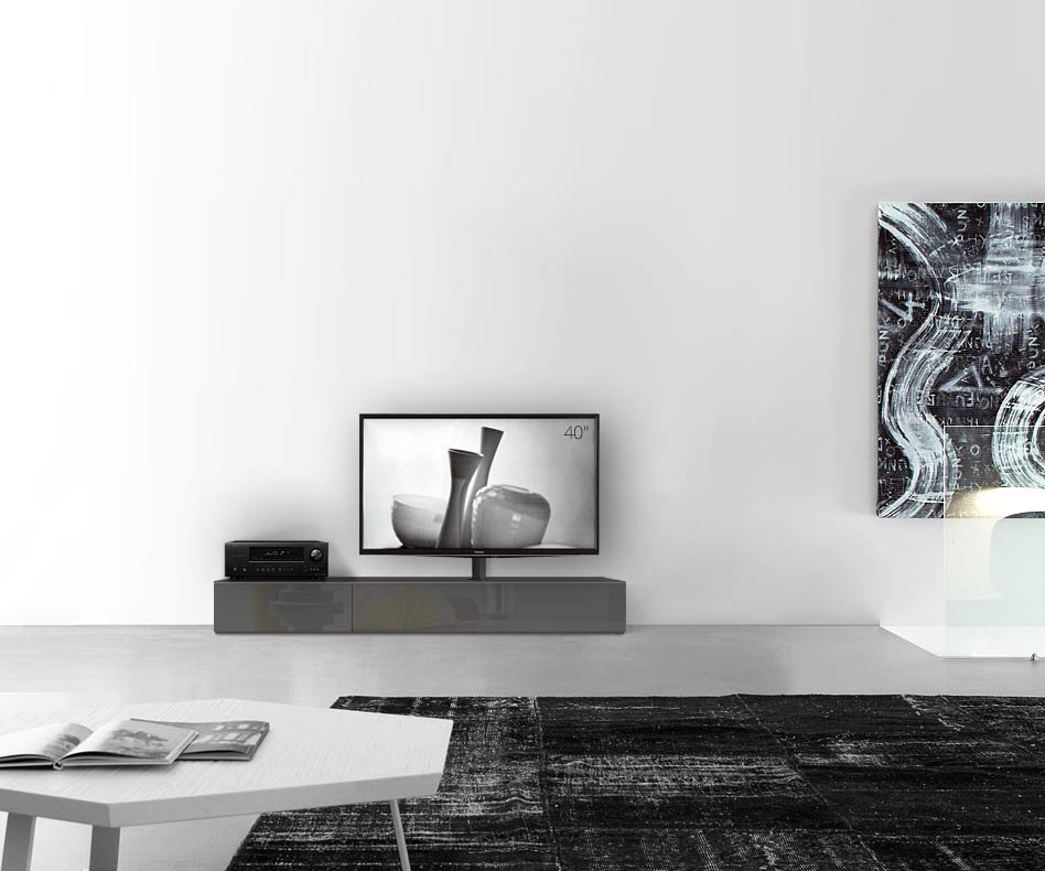 Configuratore di lavagne di design con porta TV larghezza 180 25,5 54,6 destra grigio scuro lucido Configuratore di lavagne di design con porta TV larghezza 180 25,5 54,6 destra grigio scuro lucido