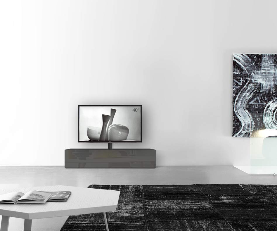 Configuratore di lavagne design con porta TV larghezza base 150 33,5 54,6 centro grigio scuro lucido Configuratore di lavagne design con porta TV larghezza base 150 33,5 54,6 centro grigio scuro lucido