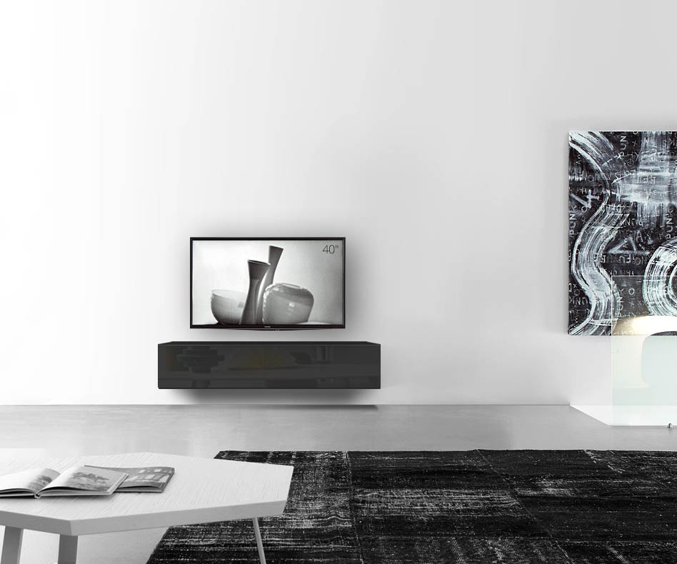/Muro basso di design B150 H33 5 nero lucido /Muro basso di design B150 H33 5 nero lucido