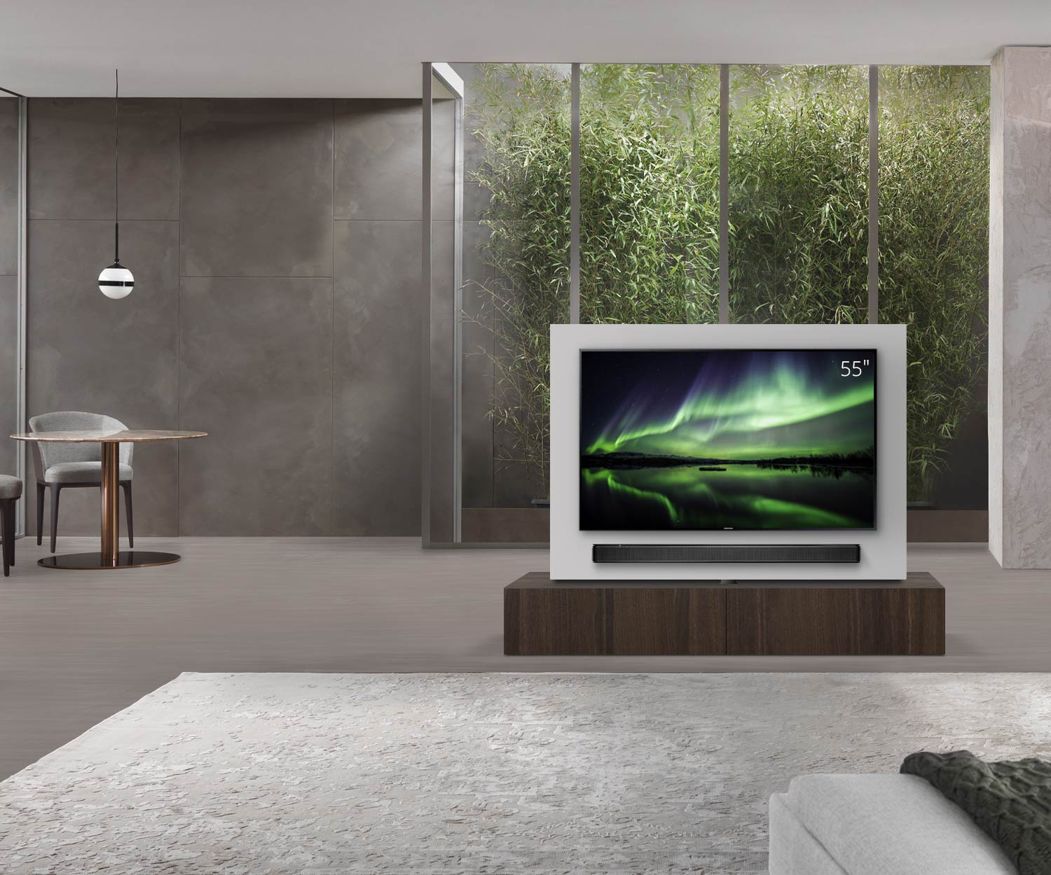 Livitalia Divisorio basso Roto design con pannello TV orientabile B180 65 H33 D47 EiBr senza oBox Livitalia Divisorio basso Roto design con pannello TV orientabile B180 65 H33 D47 EiBr senza oBox