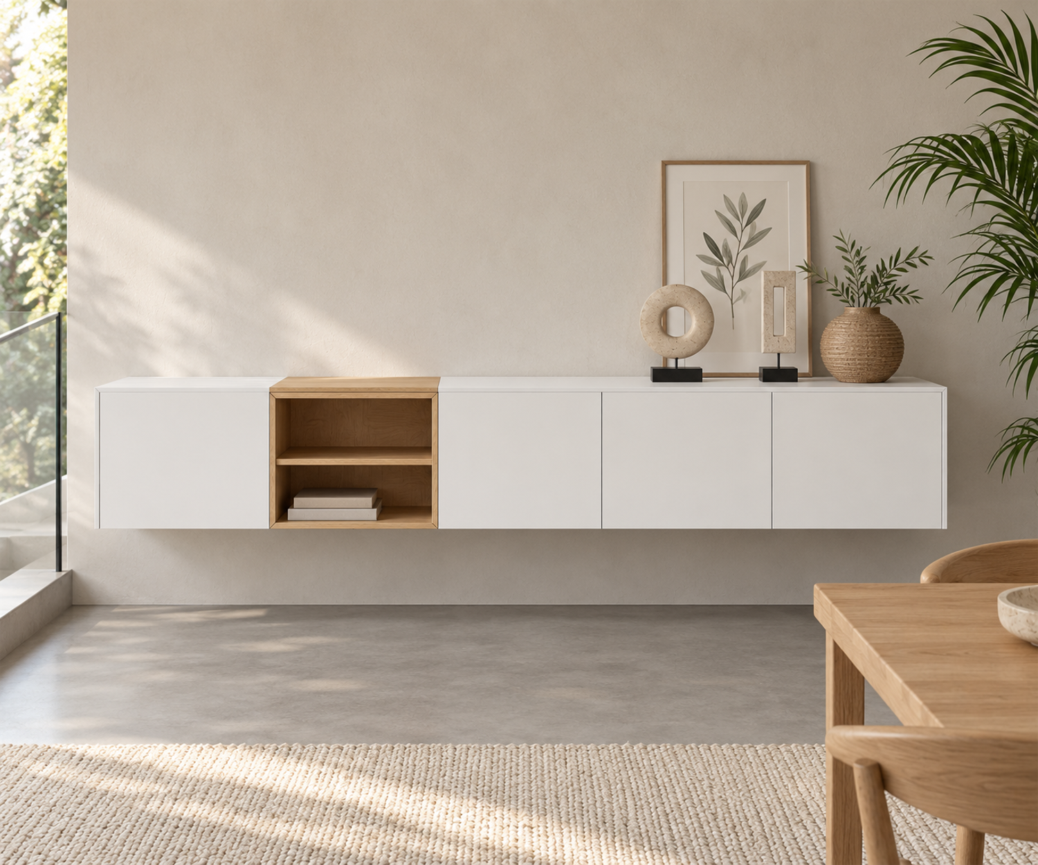 Livitalia Box 18 Madia sospesa 300 cm – Bianco opaco + Rovere chiaro Livitalia Box 18 Madia sospesa 300 cm – Bianco opaco + Rovere chiaro