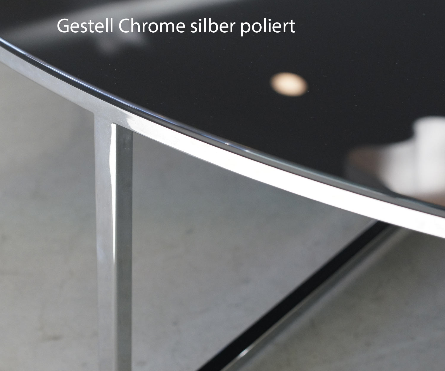Moderno Marelli Tavolino di design Telaio Telaio cromato argento Piano in vetro nero lucido