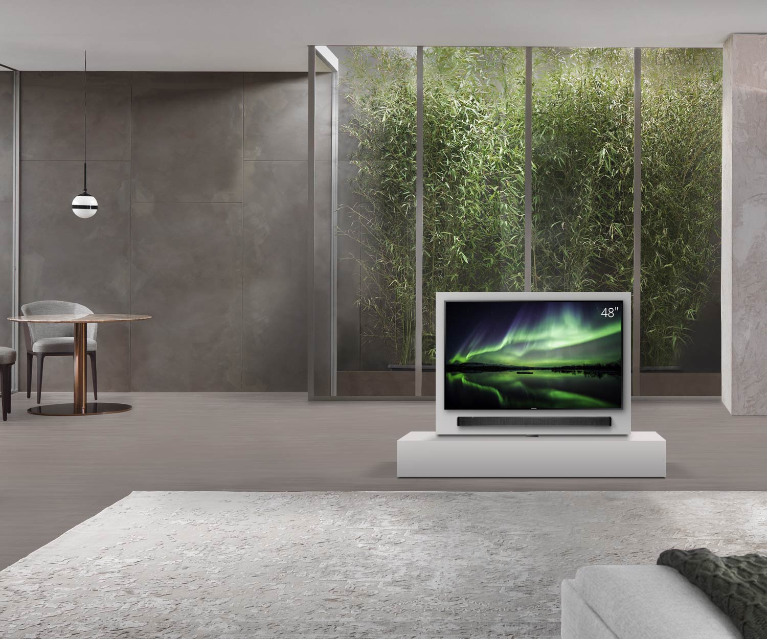 Livitalia Divisorio basso Roto design con pannello TV orientabile L150 50 H25 P47 ArticoM senza oBox Livitalia Divisorio basso Roto design con pannello TV orientabile L150 50 H25 P47 ArticoM senza oBox