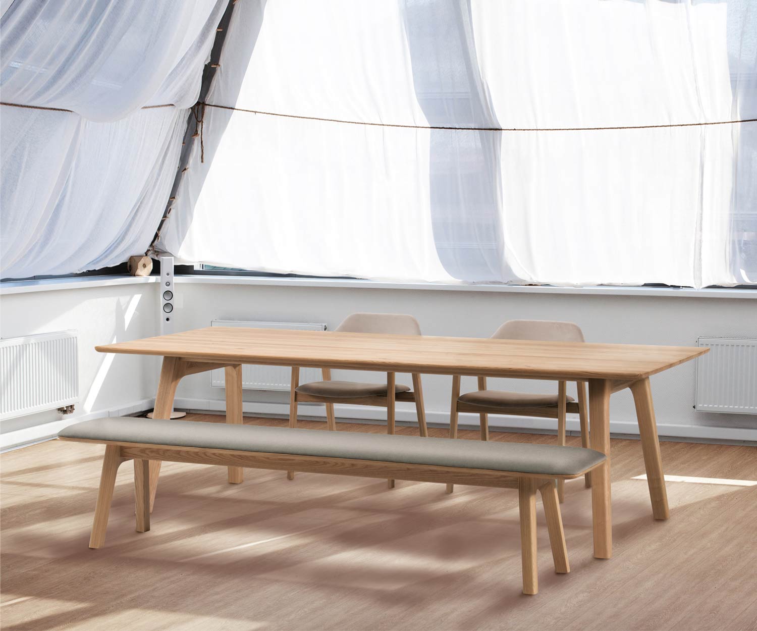 Esclusiva panca di design Conde House Ten in rovere naturale opaco Esclusiva panca di design Conde House Ten in rovere naturale opaco