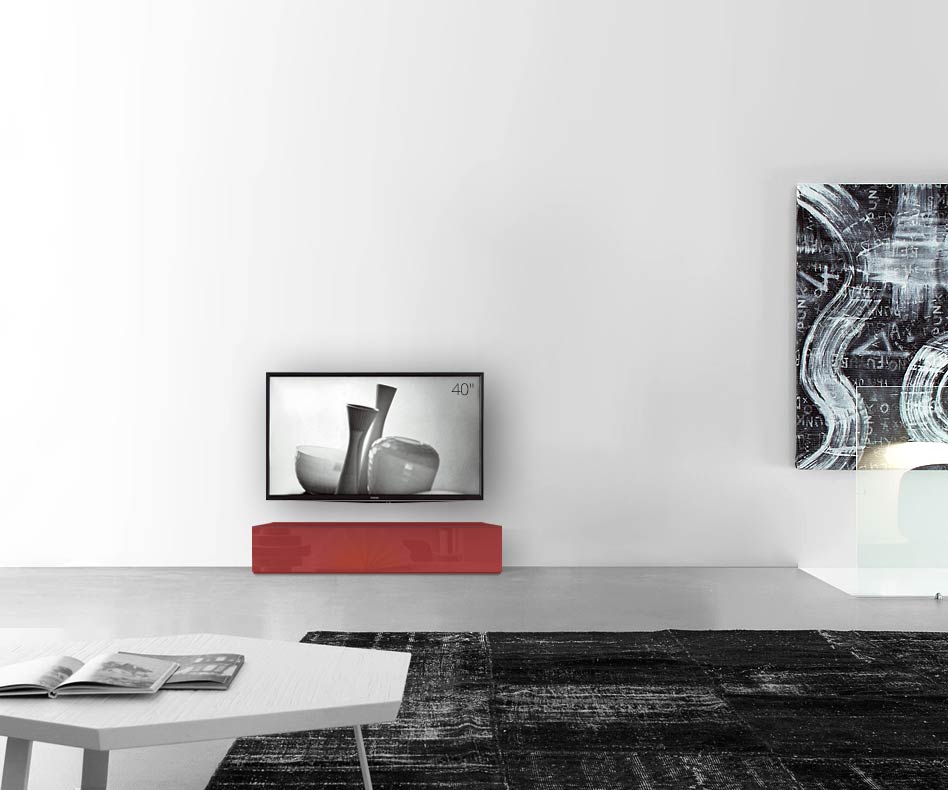 /Piano ribassato di design B120 H27 rosso lucido /Piano ribassato di design B120 H27 rosso lucido