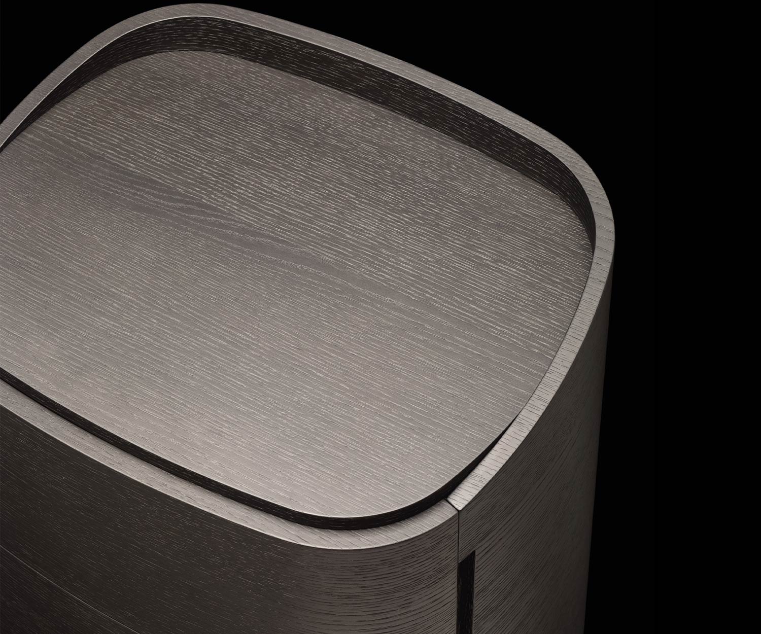 Dettaglio piano tavolo Livitalia Cassettiera alta rotonda di design  Dettaglio piano tavolo Livitalia Cassettiera alta rotonda di design