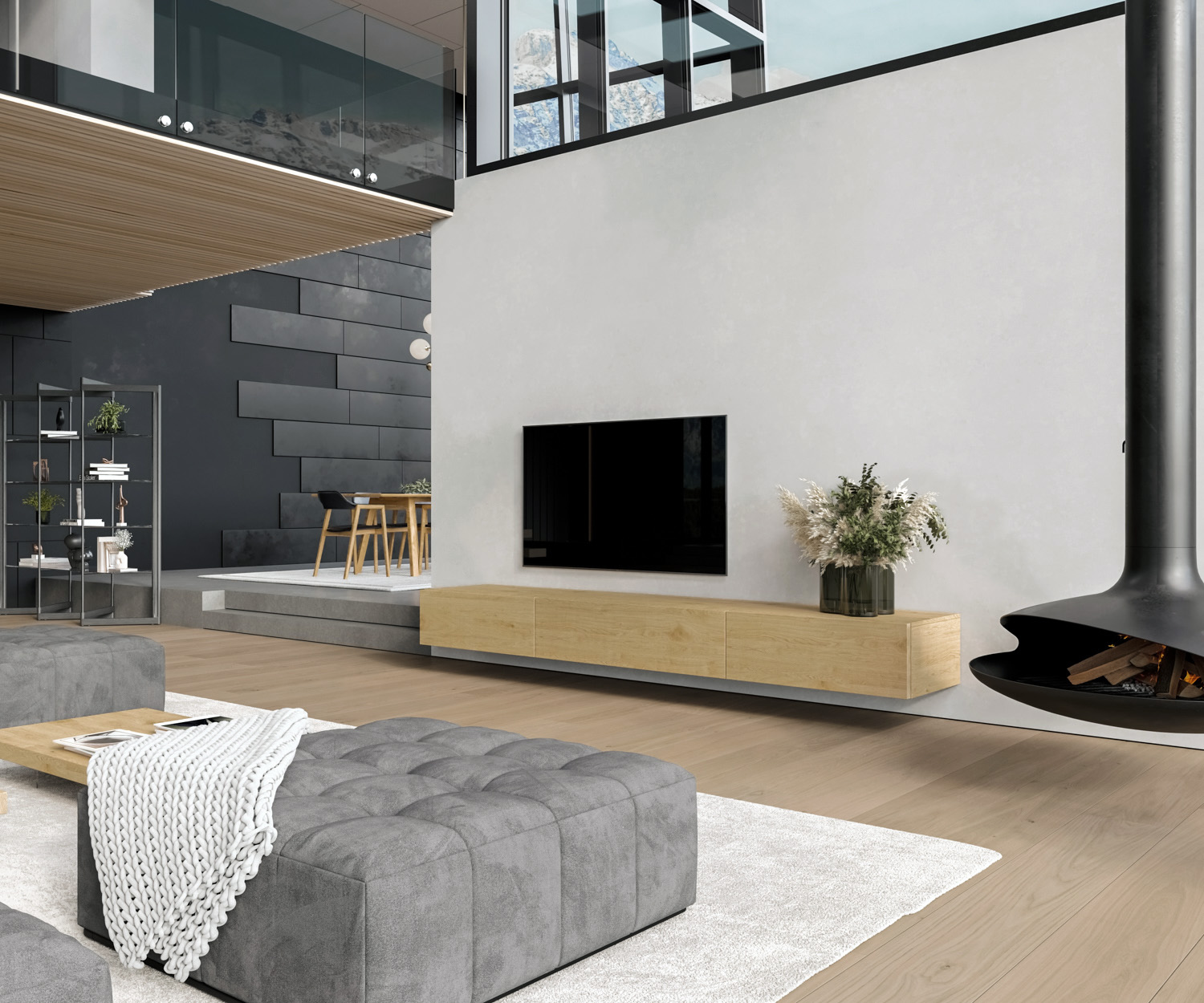 Mobili TV moderni in rovere naturale chiaro Scandinavo Mobili TV moderni in rovere naturale chiaro Scandinavo