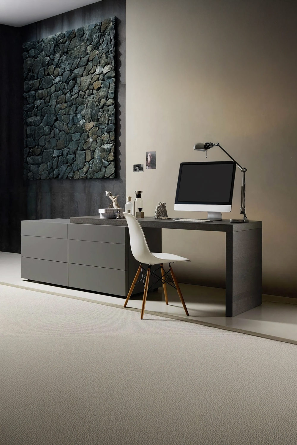 postazione-di-lavoro-accogliente-composta-da-una-cassettiera-grigia-con-tavolo-e-una-sedia-moderna-chiara