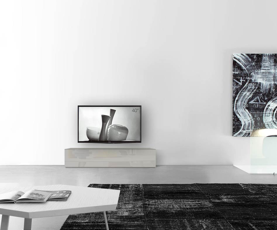 /Basamento basso di design B150 H35 grigio chiaro lucido /Basamento basso di design B150 H35 grigio chiaro lucido