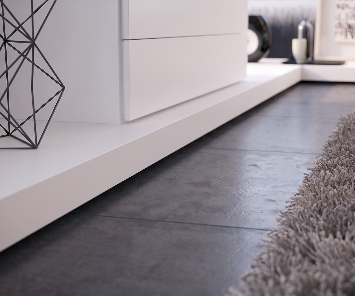 Zoccolo TV basamento Livitalia EASY bianco Zoccolo TV Livitalia EASY bianco, panca bassa di design per soggiorno moderno e mobili TV minimalisti.