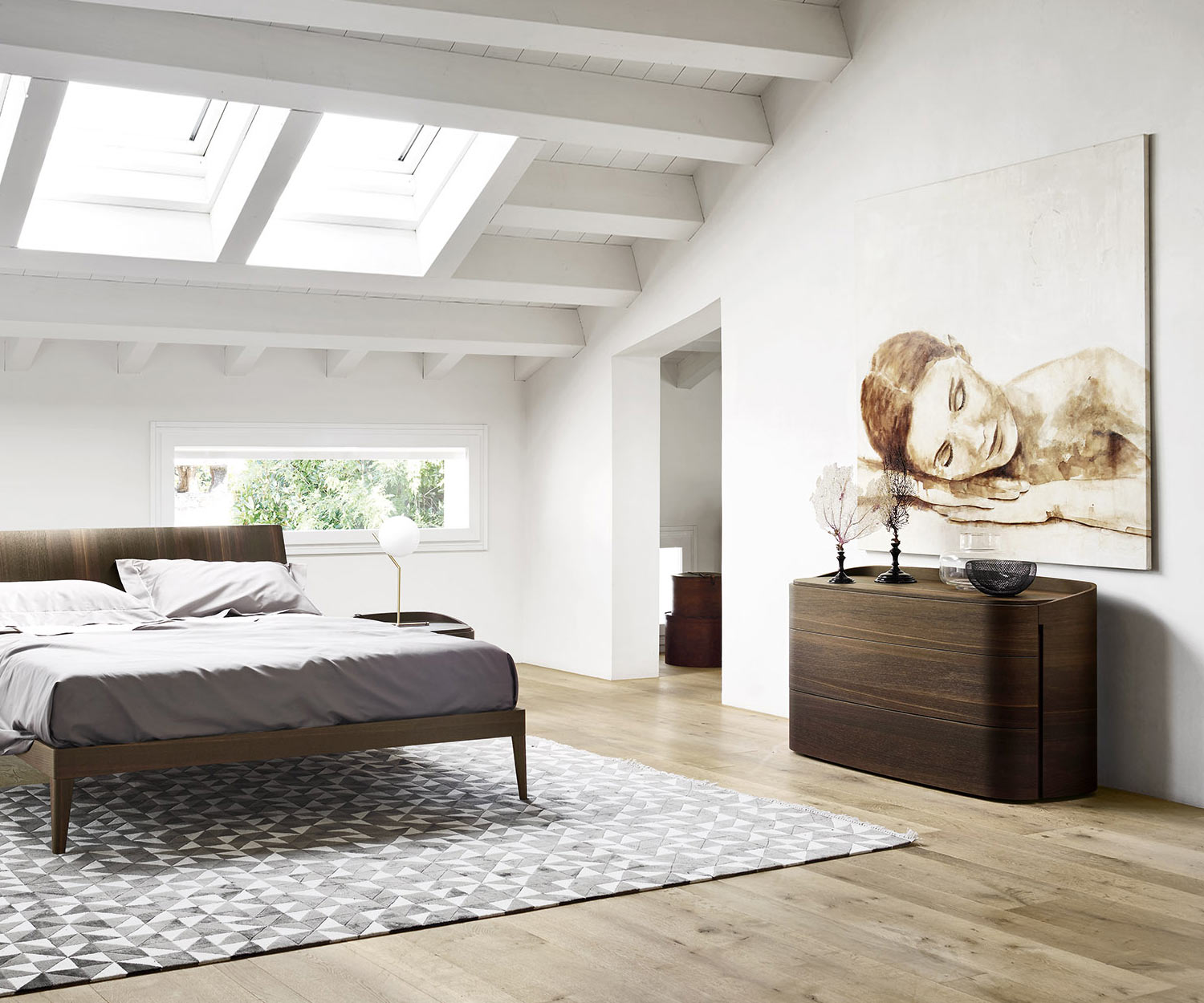 Esclusivo Livitalia Design Cassettiera in legno Round con profilo a bordo tondo in impiallacciatura di rovere Esclusivo Livitalia Design Cassettiera in legno Round con profilo a bordo tondo in impiallacciatura di rovere