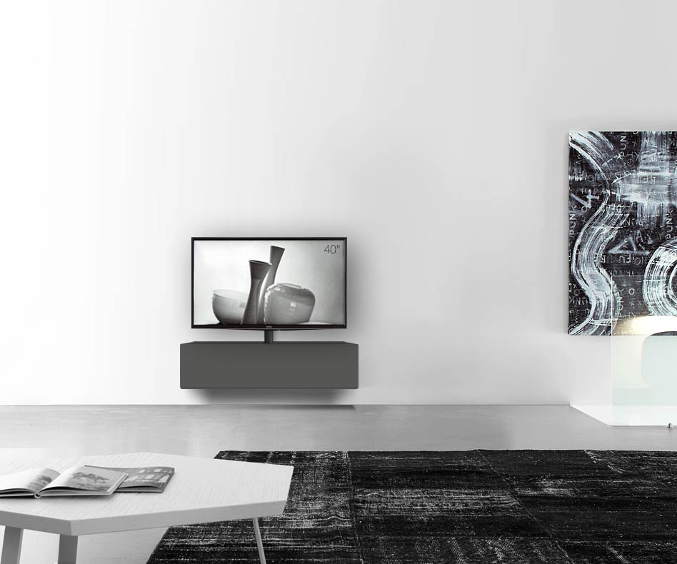 Configuratore di lavagna design con supporto TV a parete larghezza 120 32 54,6 centro grigio scuro opaco Configuratore di lavagna design con supporto TV a parete larghezza 120 32 54,6 centro grigio scuro opaco