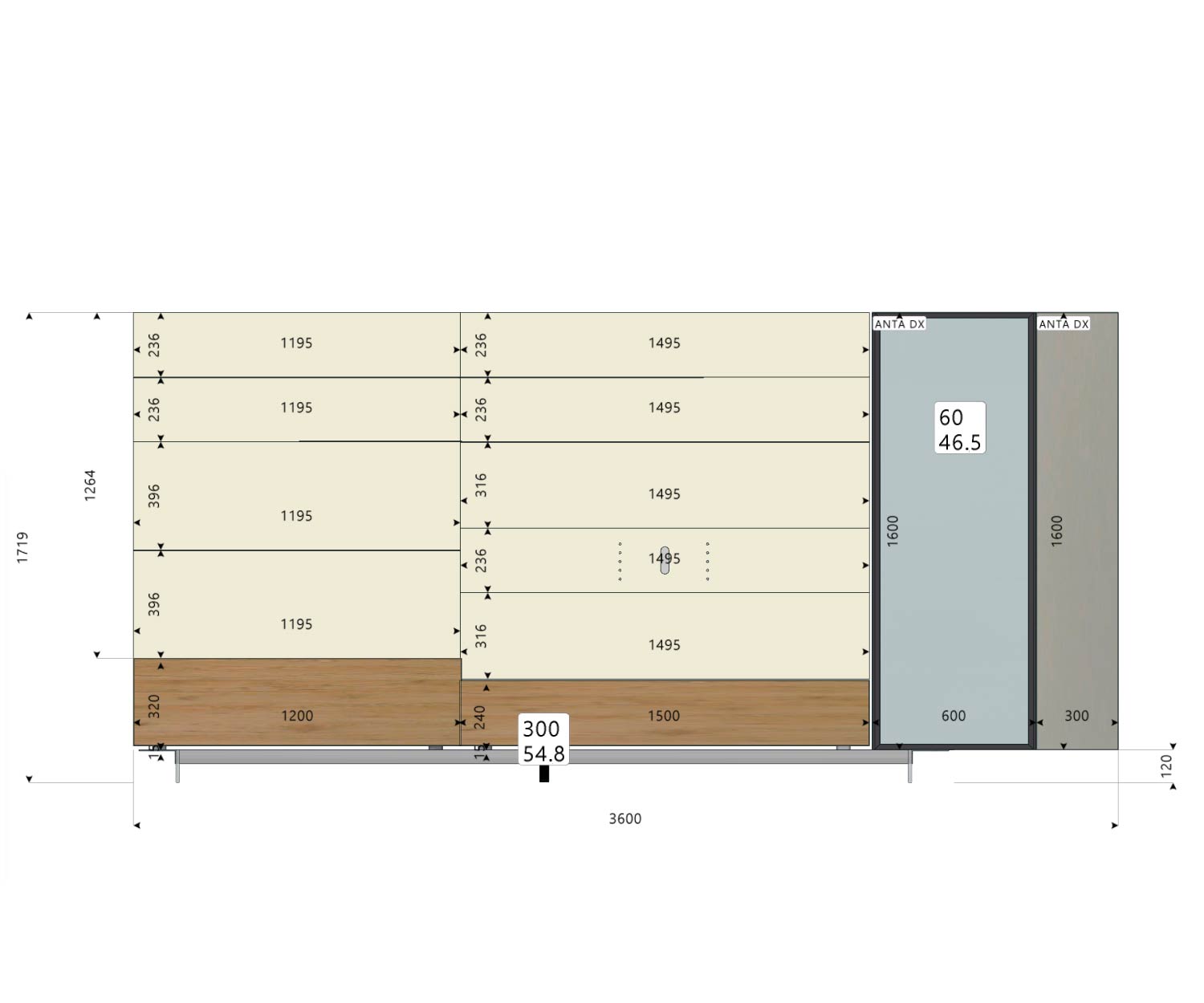 Livitalia Pensile design C42 con dimensioni Schizzo delle misure Livitalia Pensile design C42 con dimensioni Schizzo delle misure