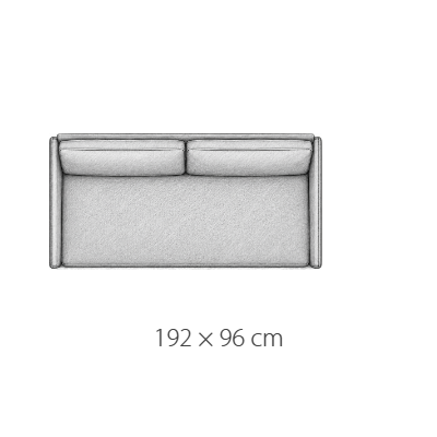 192 × 96 cm · Larghezza del letto 165 cm