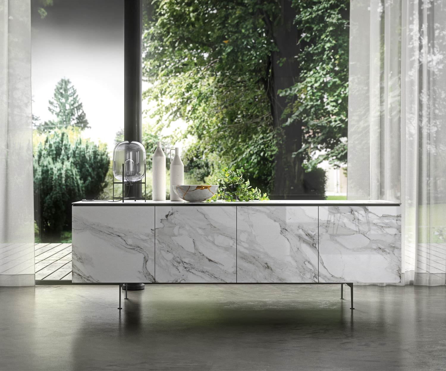 Credenza di design di alta qualità su gambe 210 cm Credenza di design di alta qualità su gambe 210 cm