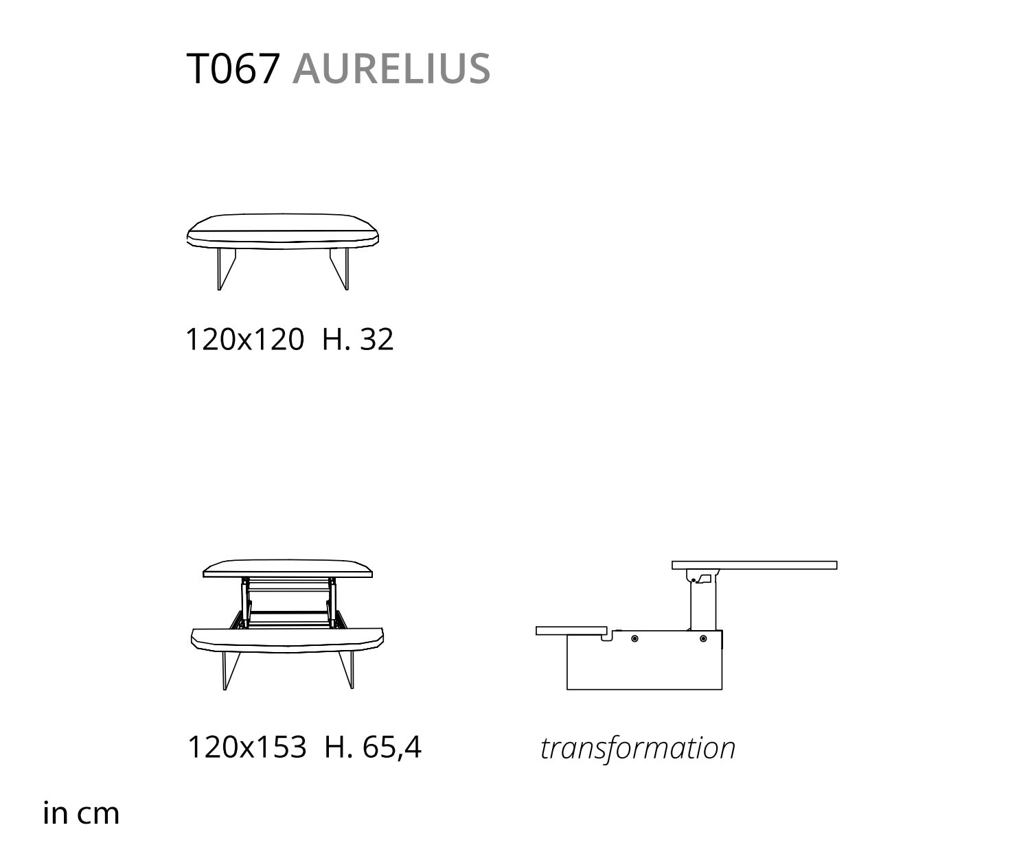 Ozzio Aurelius T067 Tavolino in vetro e legno regolabile in altezza