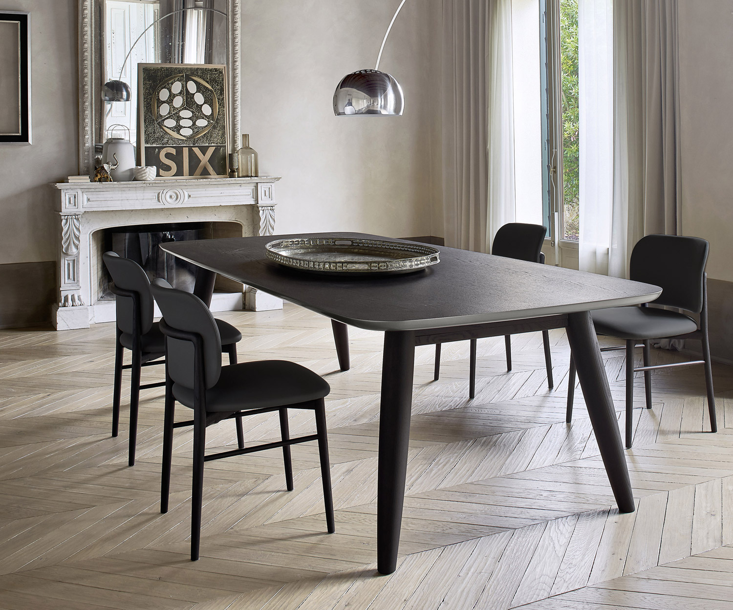 Moderno Livitalia Sedia da sala da pranzo di design Alice a tavolo grande struttura in legno