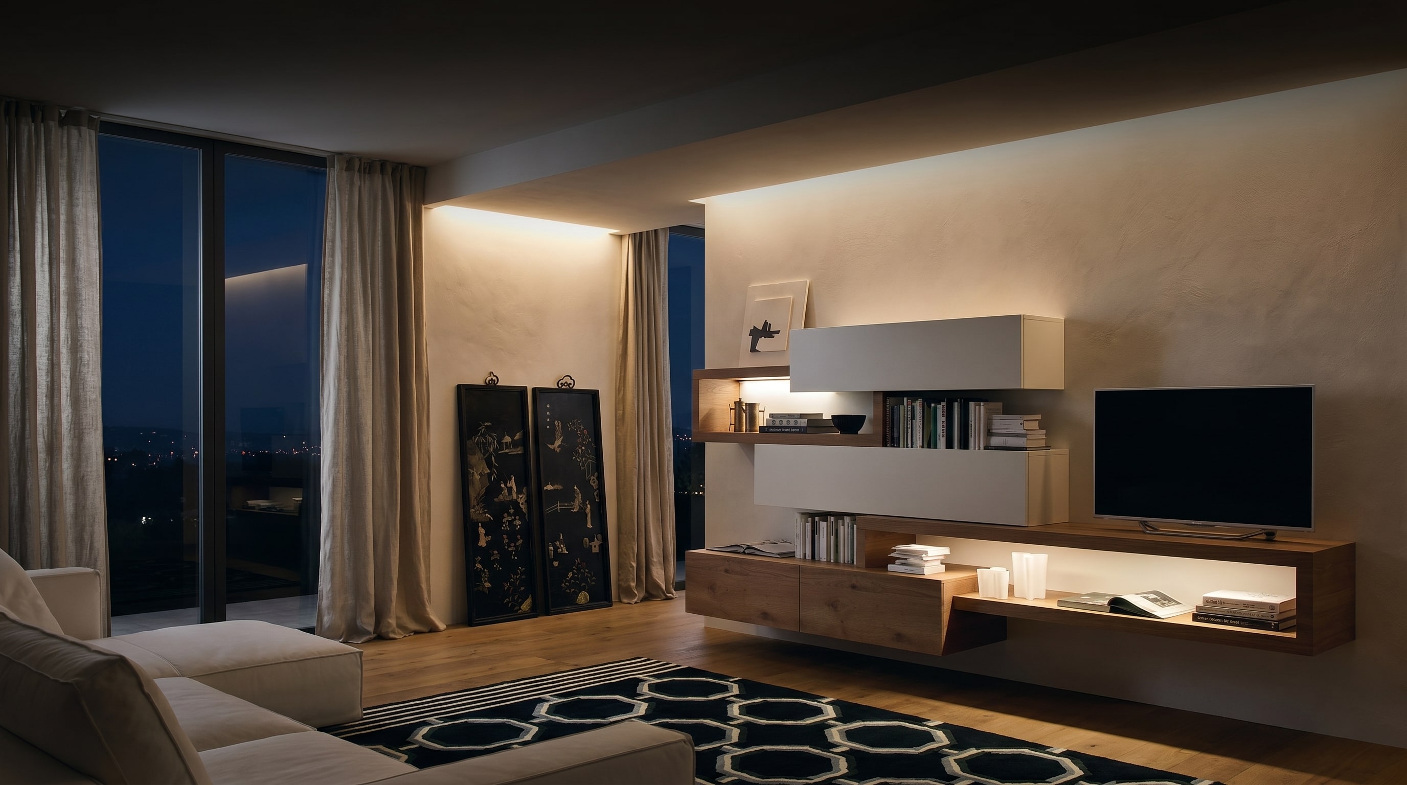 Parete attrezzata stile rustico moderno: Il segreto dei 4 elementi dei designer