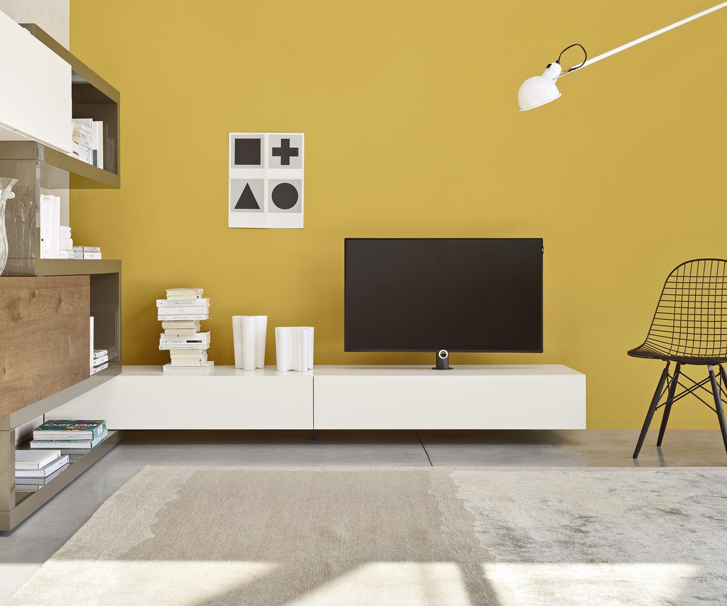 Moderno Livitalia Design Vesa design lowboard in bianco Mobile TV con supporto TV