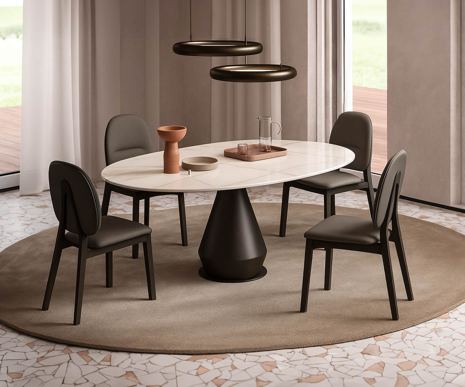Ozzio Tavolo da pranzo rotondo allungabile Lycos Ozzio Tavolo da pranzo rotondo allungabile Lycos