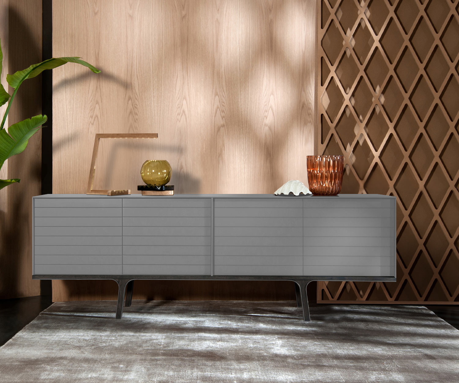 al2 mobius 002 Credenza larghezza 220 cm carcassa grigio chiaro
