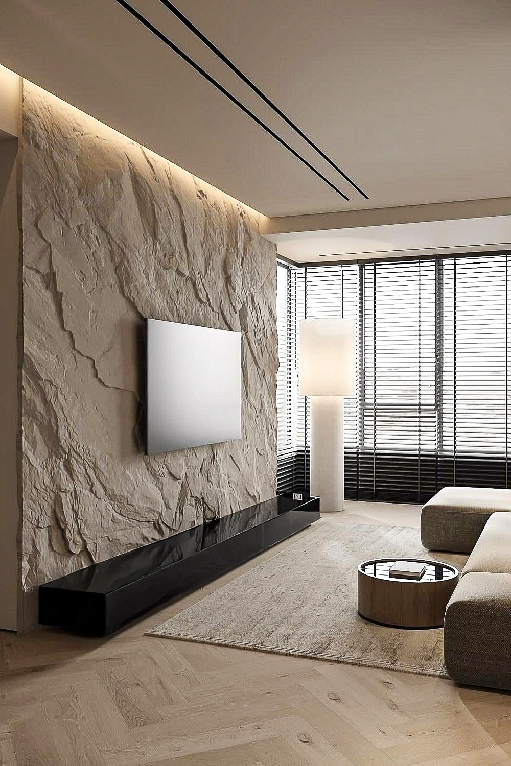 soggiorno-con-diversi-accenti-beige-e-mobili-in-colore-a-contrasto