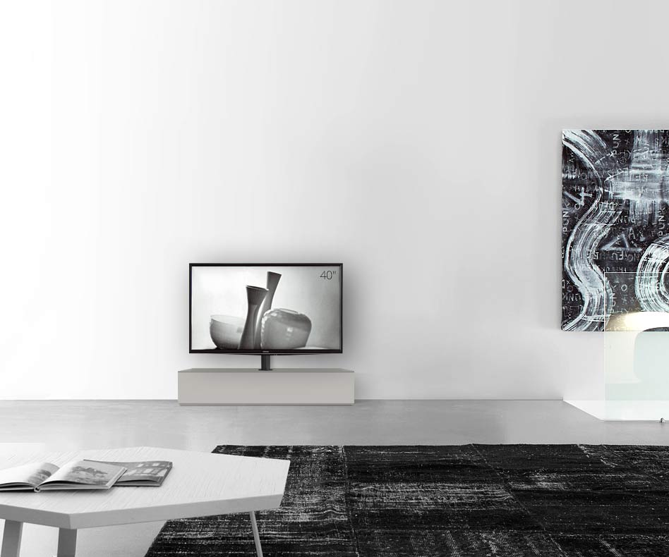 Configuratore di lavagna design con base per TV larghezza 120 25,5 54,6 centro grigio chiaro opaco Configuratore di lavagna design con base per TV larghezza 120 25,5 54,6 centro grigio chiaro opaco