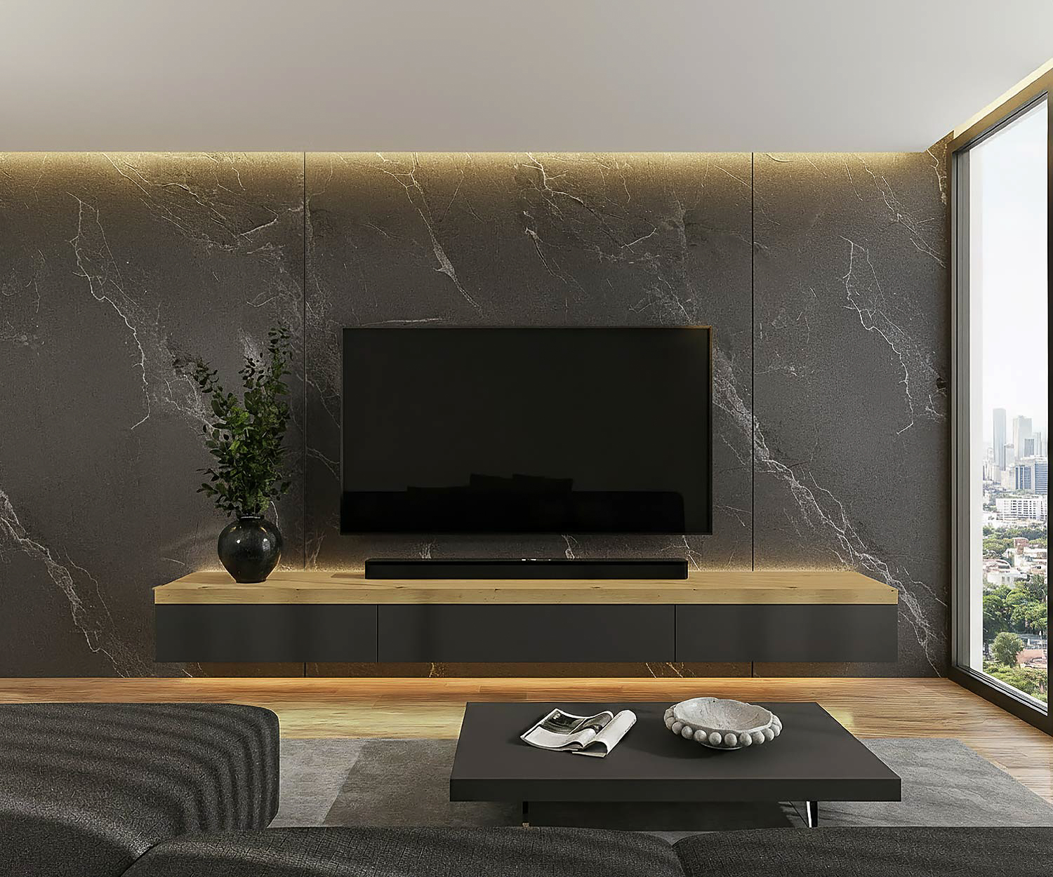 Livitalia Lowboard mit dicker Abdeckplatte Livitalia Lowboard mit dicker Abdeckplatte