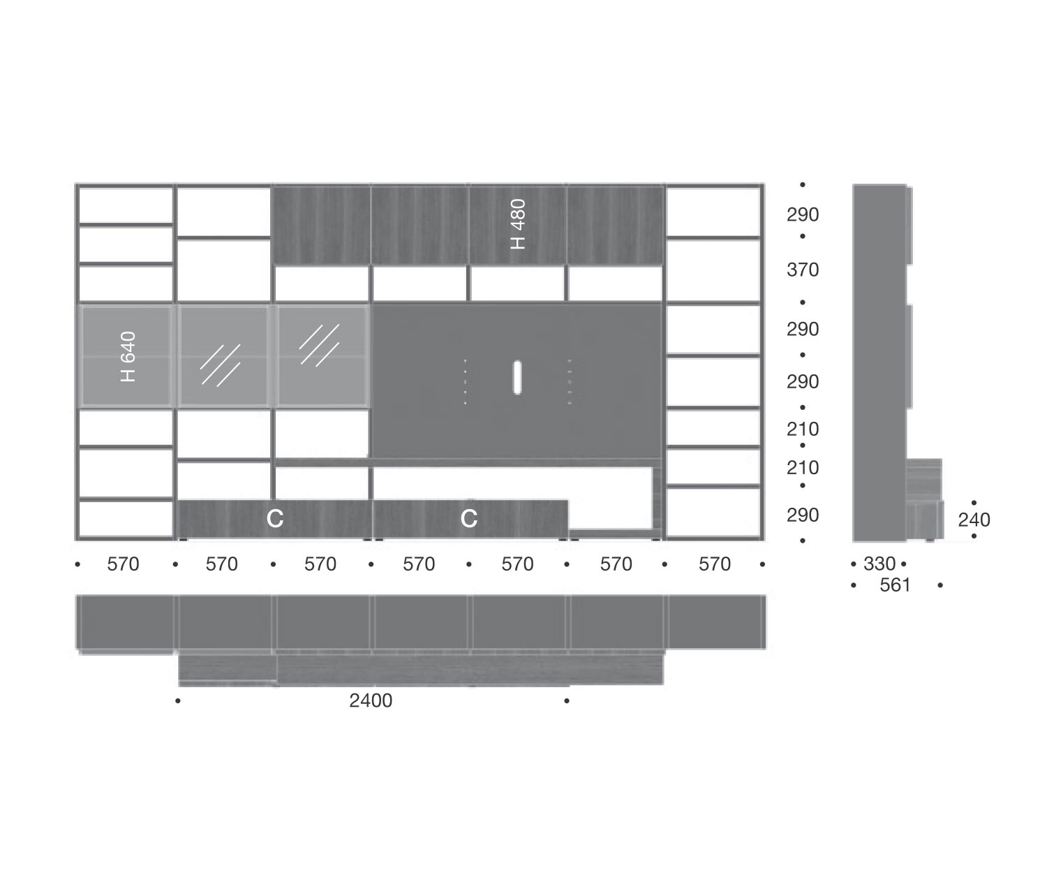 Livitalia Libreria di design C58 Dimensioni Schizzo Misure Misure Livitalia Libreria di design C58 Dimensioni Schizzo Misure Misure