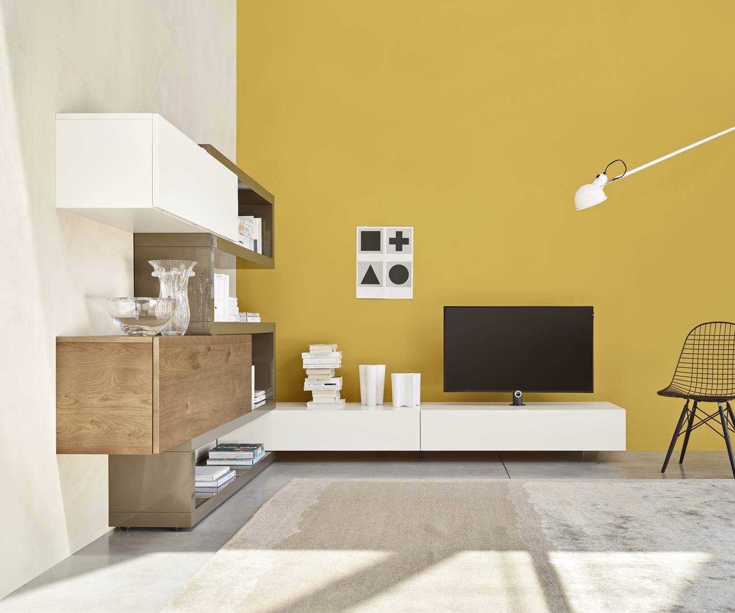 Livitalia Parete attrezzata ad angolo Design C29A Parete bassa Design con supporto TV Livitalia Parete attrezzata ad angolo Design C29A Parete bassa Design con supporto TV