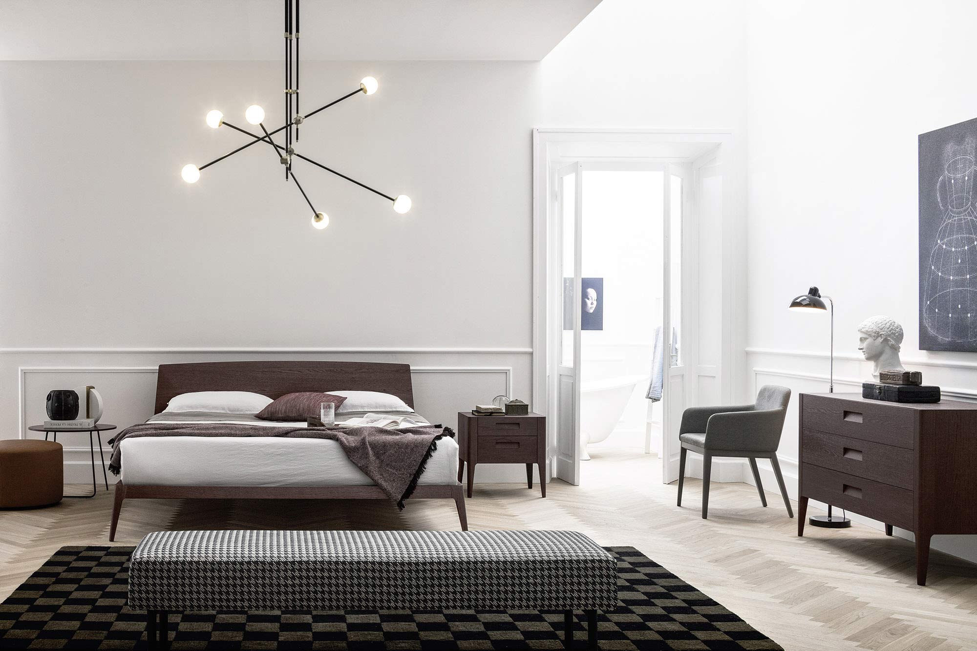 Camera da letto in legno di design in rovere marrone