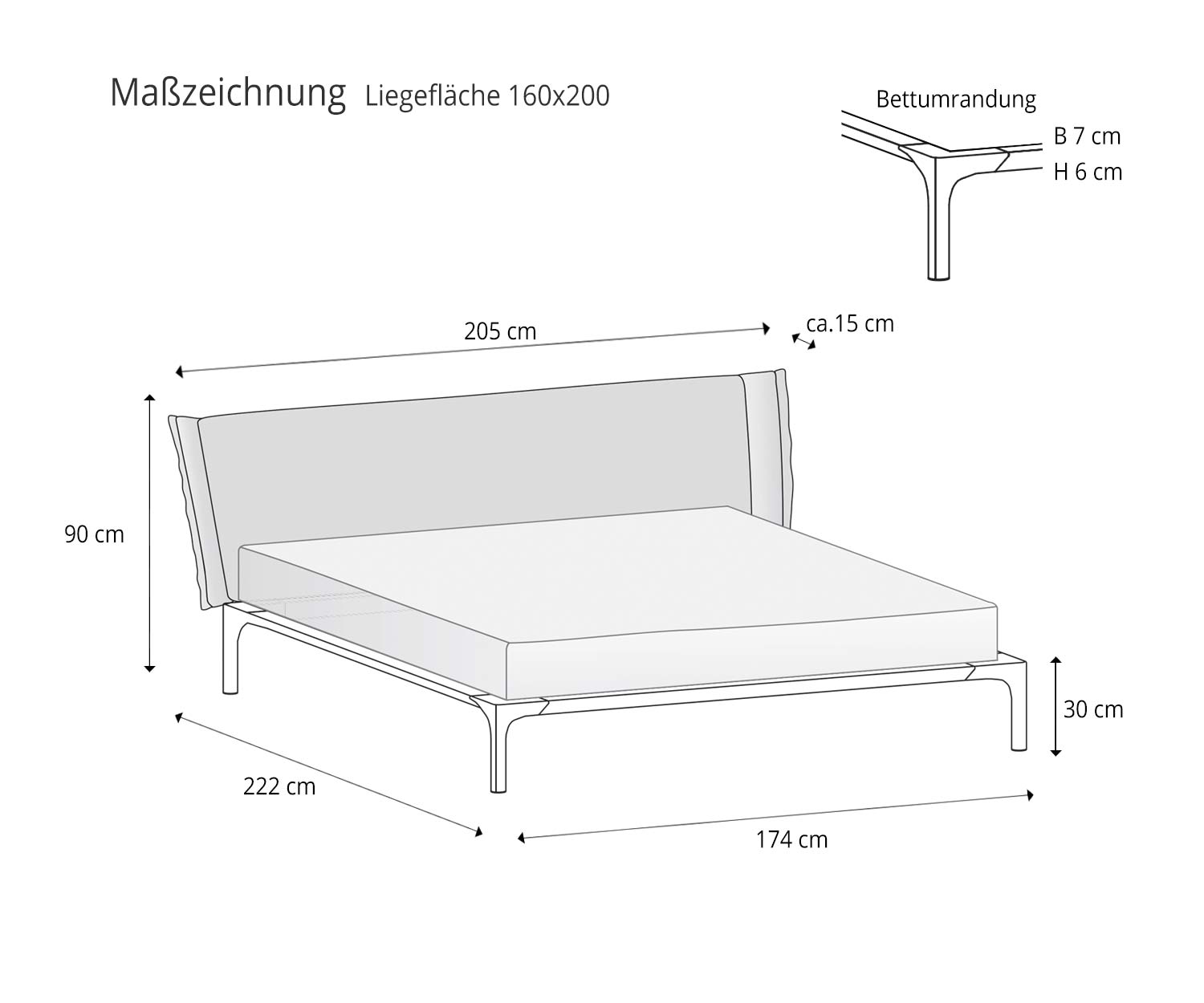 Letto di design Park di Novamobili Sketch per la rete 160x200 cm Letto di design Park di Novamobili Sketch per la rete 160x200 cm