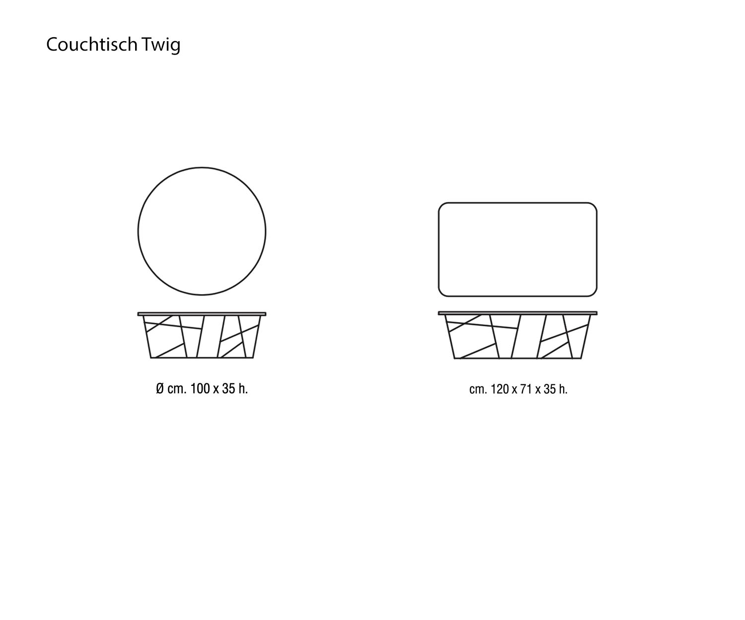 Tavolino di design Twig di Marelli Dimensioni Dimensioni Schizzo Tavolino di design Twig di Marelli Dimensioni Dimensioni Schizzo