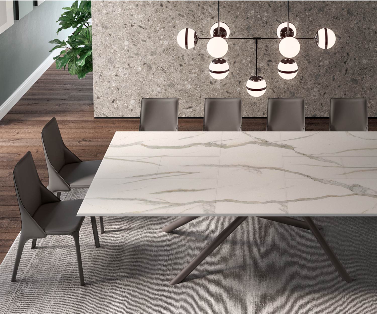 Tavolo da pranzo di design moderno Piano del tavolo in marmo casuale allungabile