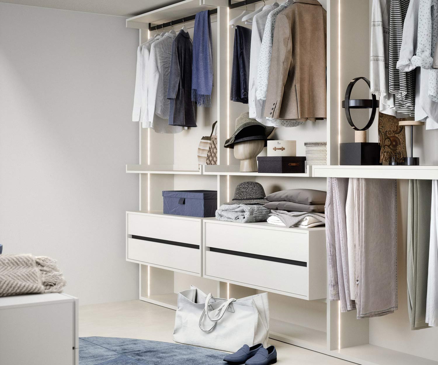 Spogliatoio di alta qualità Cabina armadio bianca di lusso Spogliatoio di alta qualità Cabina armadio bianca di lusso