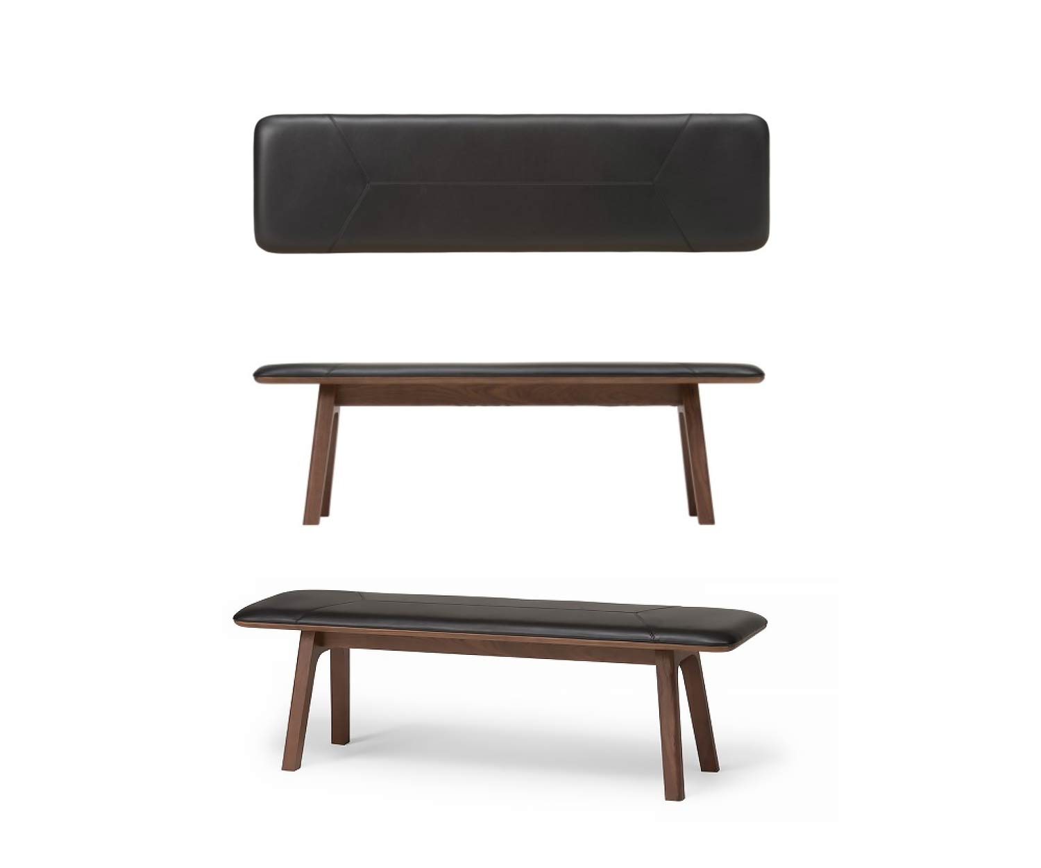 Conde House Panchina Ten Design in noce rivestita in pelle nera Conde House Panchina Ten Design in noce rivestita in pelle nera