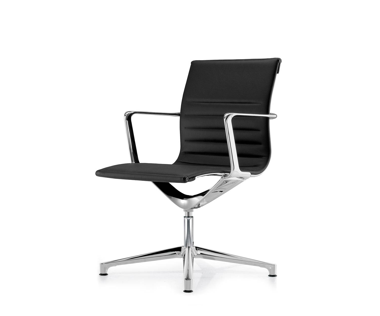 ICF Una Chair Managment sedia da ufficio design sedia girevole 4 bracci senza rotelle H42 cm con pelle pelle nera 901 ICF Una Chair Managment sedia da ufficio design sedia girevole 4 bracci senza rotelle H42 cm con pelle pelle nera 901