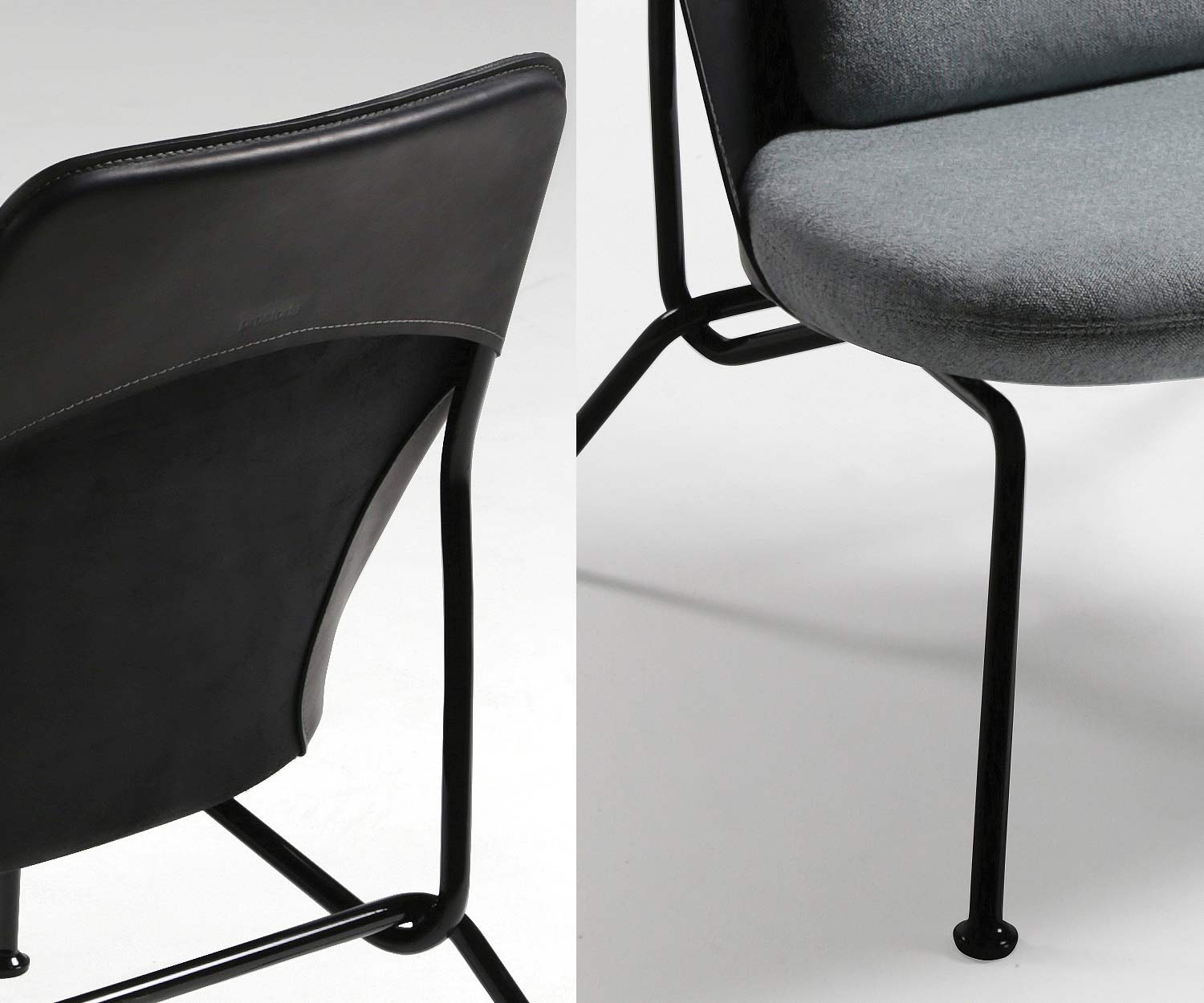 Prostoria Poltrona Strain grigio antracite cromo nero vista in dettaglio Prostoria Poltrona Strain grigio antracite cromo nero vista in dettaglio