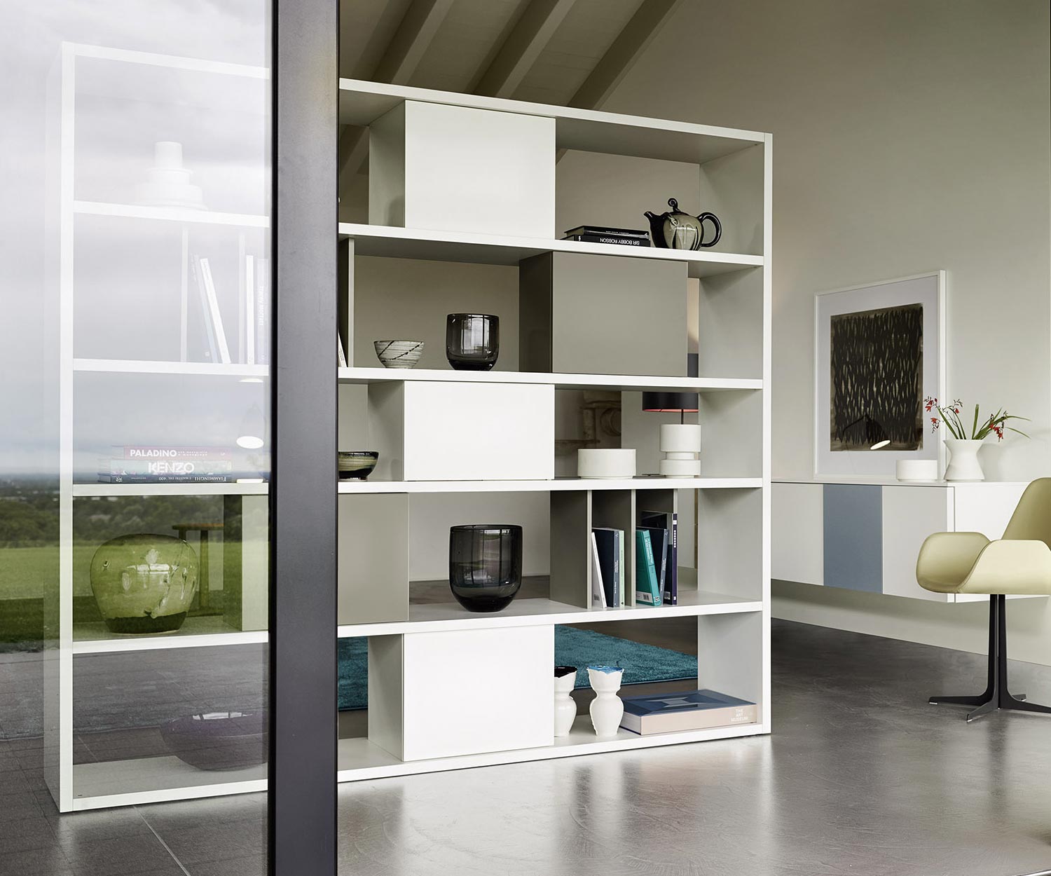 Moderno Livitalia Design Scaffale in piedi C92 Divisorio per ambienti bianco 