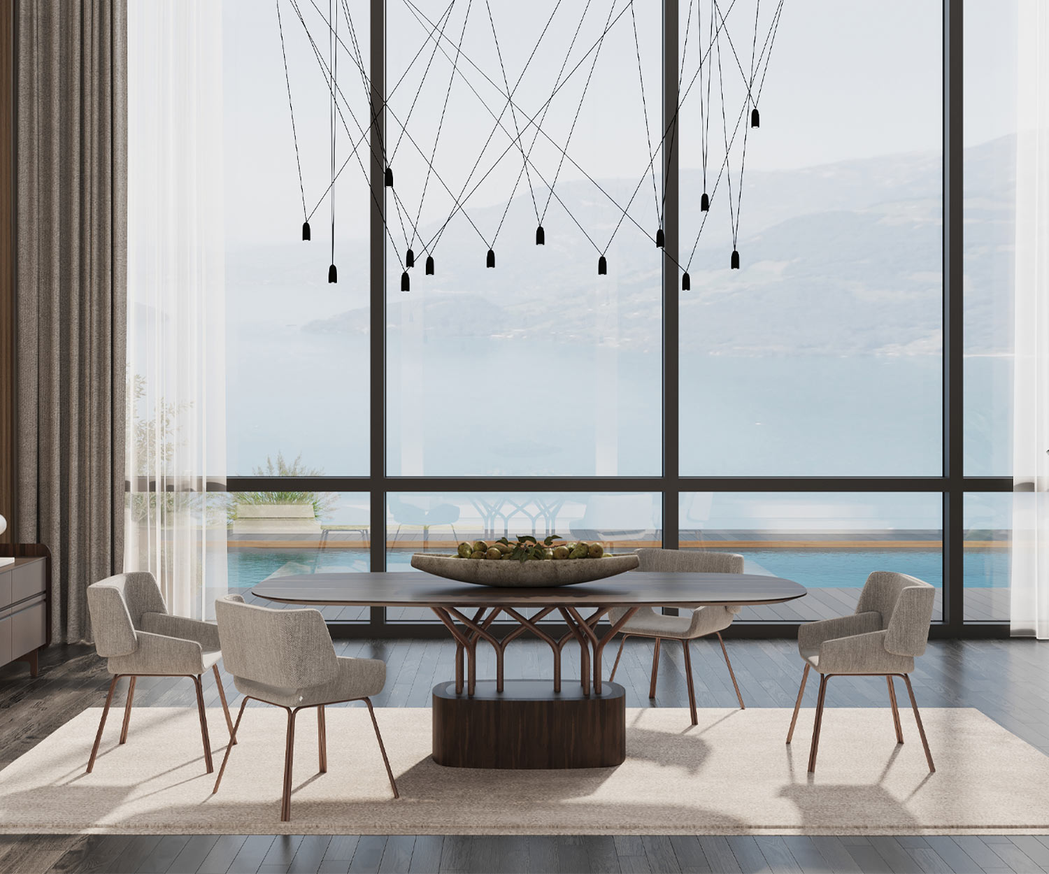 al2 wood oo 001 Tavolo da pranzo di design con piano ovale e base rifinita in noce al2 wood oo 001 Tavolo da pranzo di design con piano ovale e base rifinita in noce