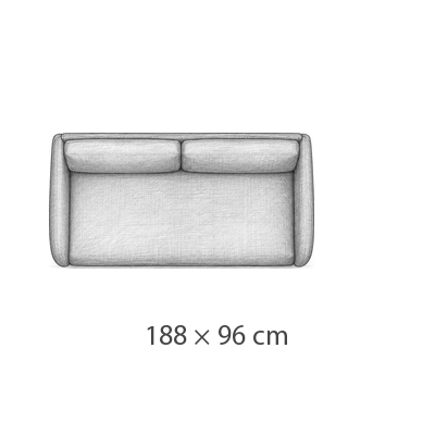 188 × 96 cm · Larghezza del letto 165 cm