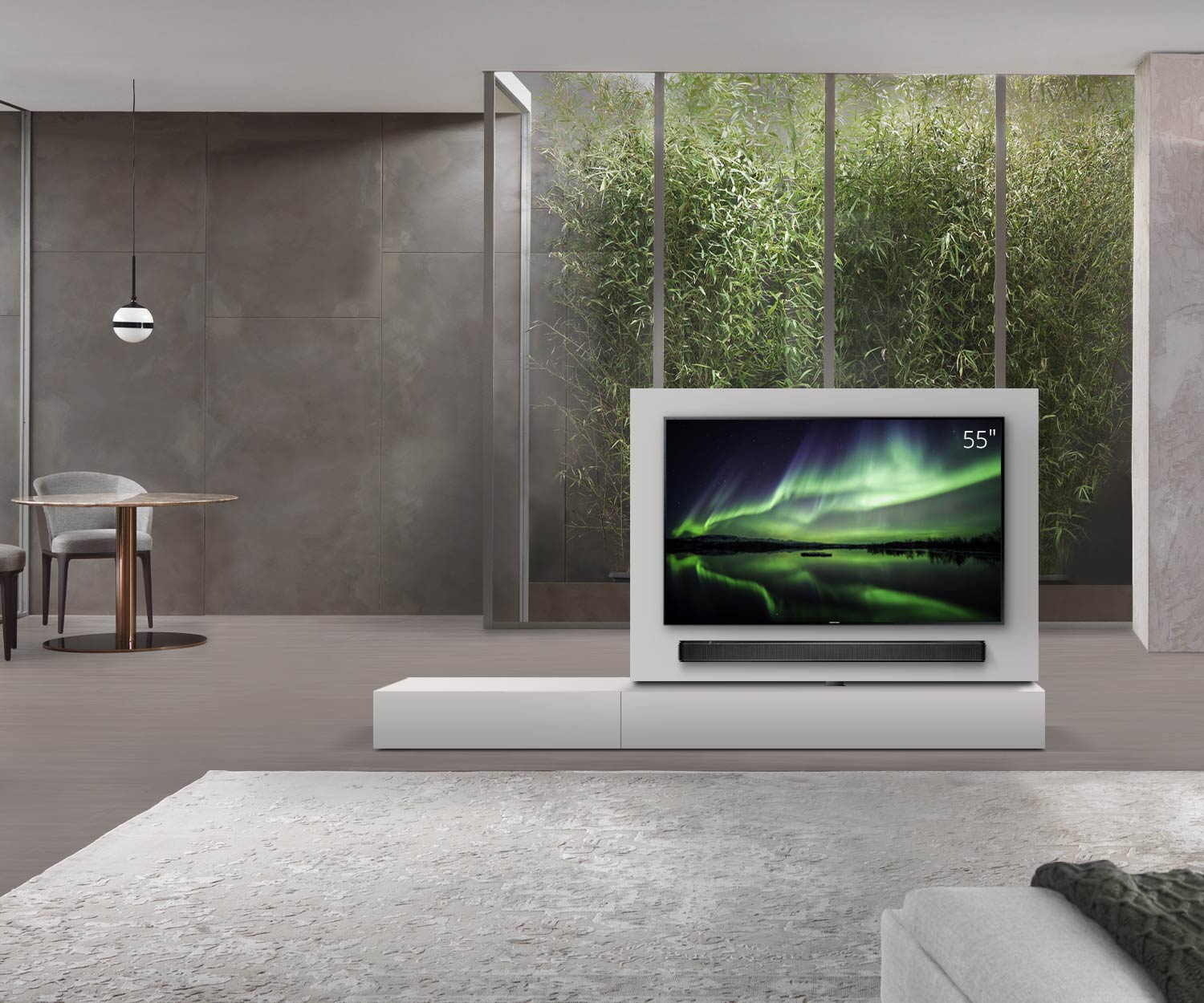 Livitalia Divisorio basso Roto design con pannello TV orientabile L150 65 H25 P47 ArticoM B90li oBox Livitalia Divisorio basso Roto design con pannello TV orientabile L150 65 H25 P47 ArticoM B90li oBox