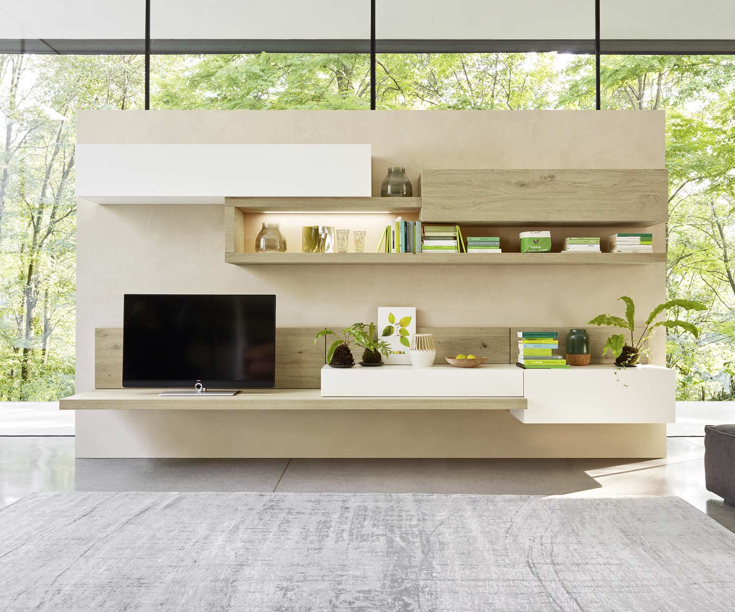 Livitalia Mensola di design per pensile in legno impiallacciato rovere Livitalia Mensola di design per pensile in legno impiallacciato rovere