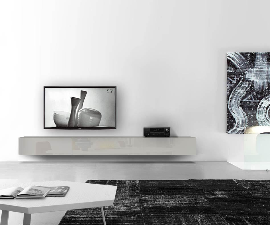 /Muro basso di design L300 H33 5 grigio chiaro lucido /Muro basso di design L300 H33 5 grigio chiaro lucido